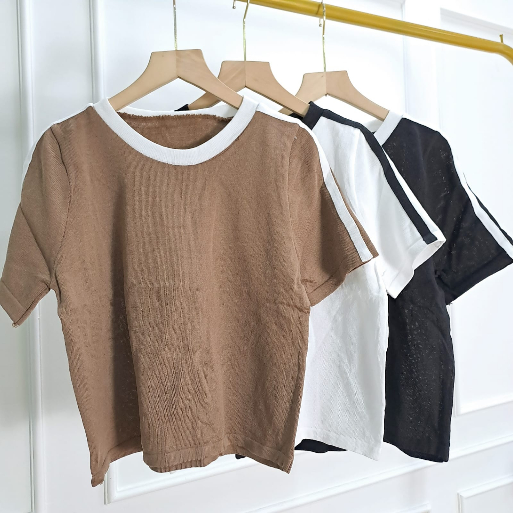 Jesyen T-shirt Polos Knit - Korean Style - Atasan Wanita Rajut Import TM (81096)