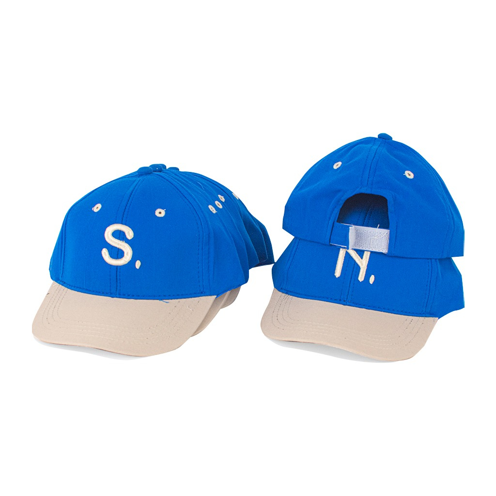 MetaCollections TOPI KOMBINASI CREAM BIRU ANAK FASHION HAT TOPI MOTIF HURUF ALPHABETH