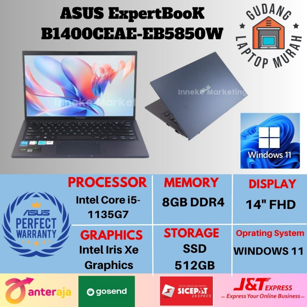 ASUS EXPERTBOOK B1400CEAE-EB5850W CORE I5-1135G7/8GB/512GB/WIN11