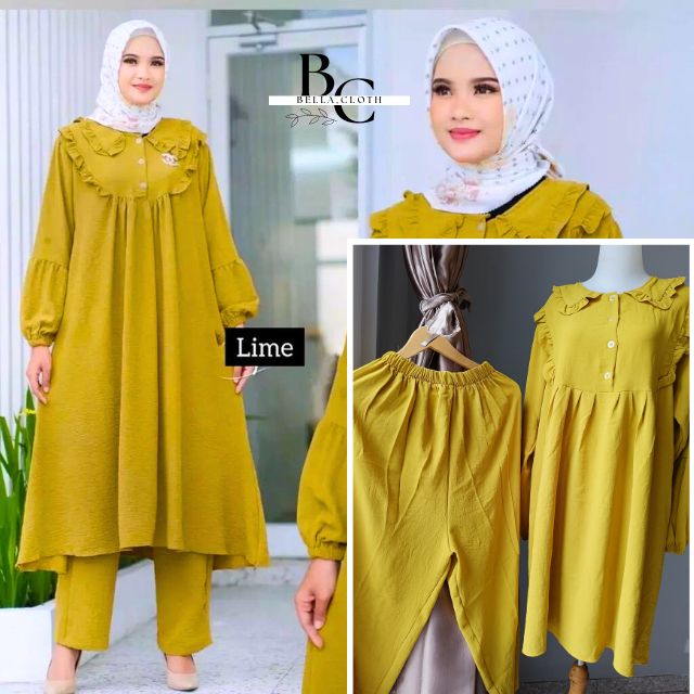 Julita One Set Jumbo Crinkle AirFlow-Baju Setelan Crinkle Terbaru Lebaran 2023 Wanita-One Set Crinkl