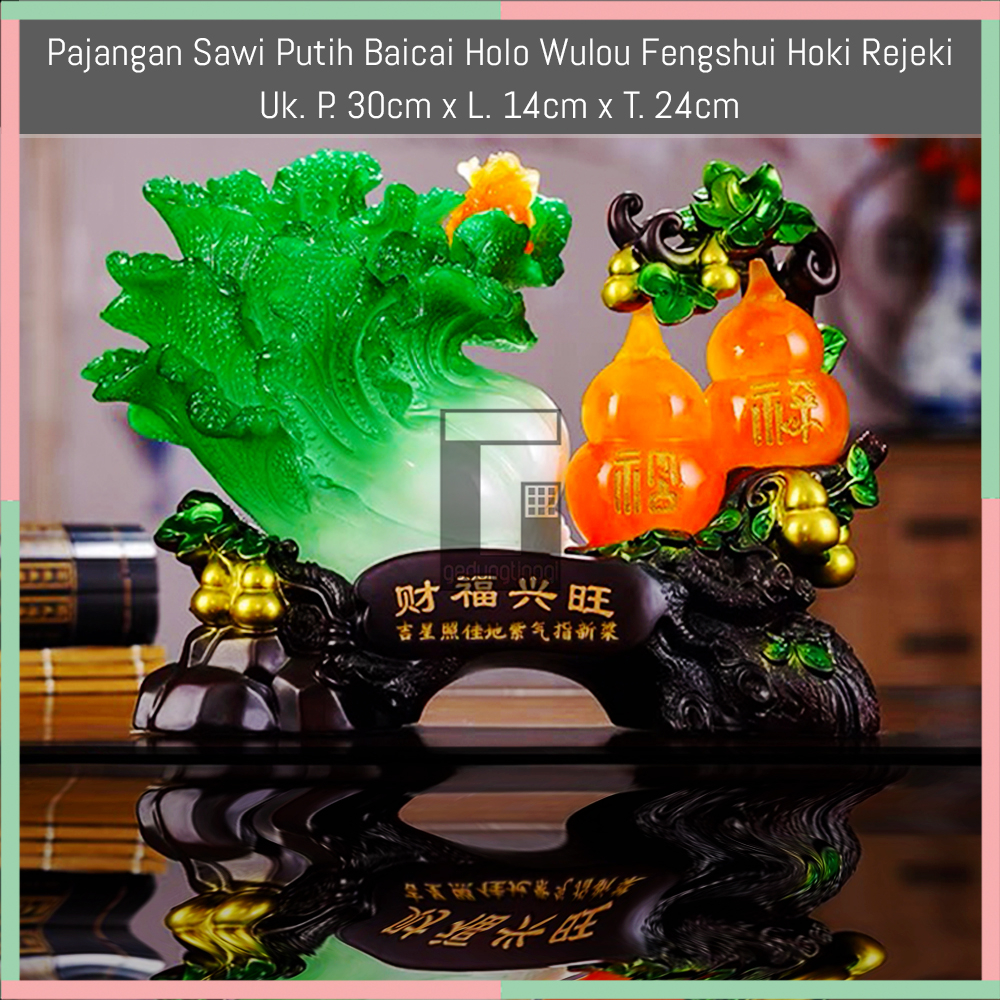 Pajangan Patung Hiasan Dekorasi Kado Hadiah Sawi Putih Baicai Baichai Bai Chai Bhaichai Fengshui Ratusan Hoki Rejeki Lucky Keberuntungan Ukuran Kecil Small Sedang Medium Besar Big Size Resin Kayu China Cina