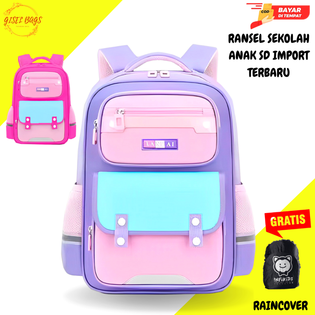 Tas Ransel Sekolah Anak Perempuan Tas Sekolah Anak Anti Air Model Korea Import Tebal by: Gisel Bags