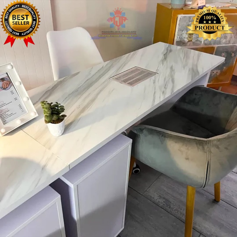 Wallpaper Dapur Anti Air Minyak Noda Dan Panas Motif Marmer Glossy Polos / Stiker Serat Kayu / Walpa