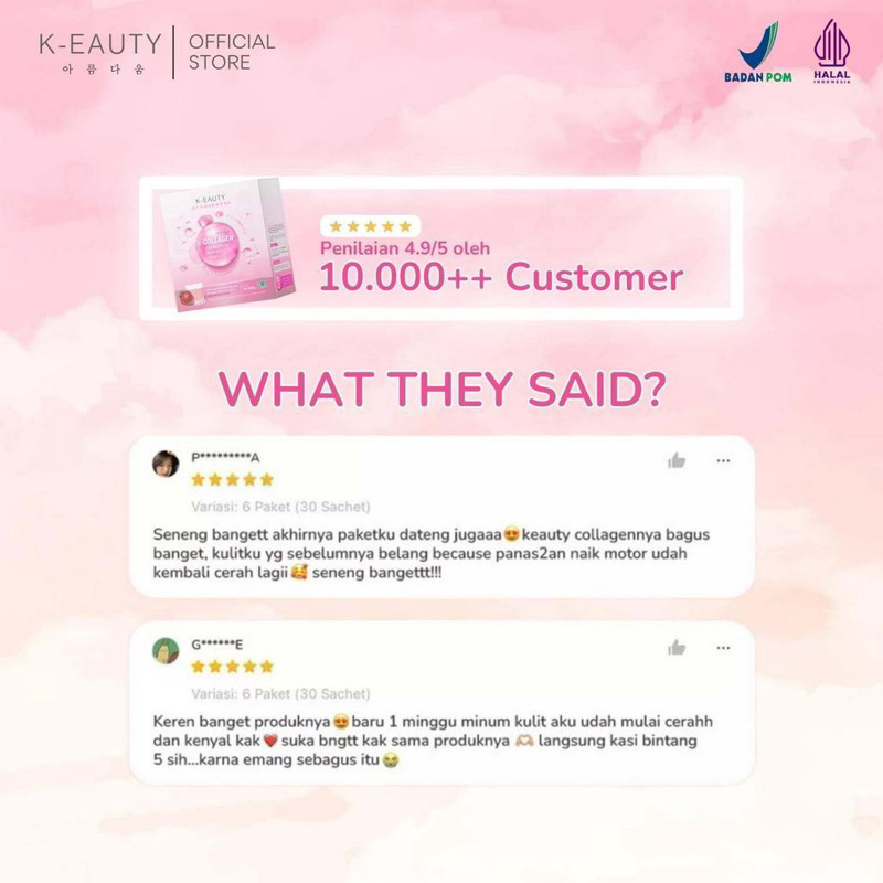 KEAUTY K-eauty 1 box ( 5 sachet ) collagen drink minuman kolagen beauty keauty k-eauty COLLAGEN strawberry