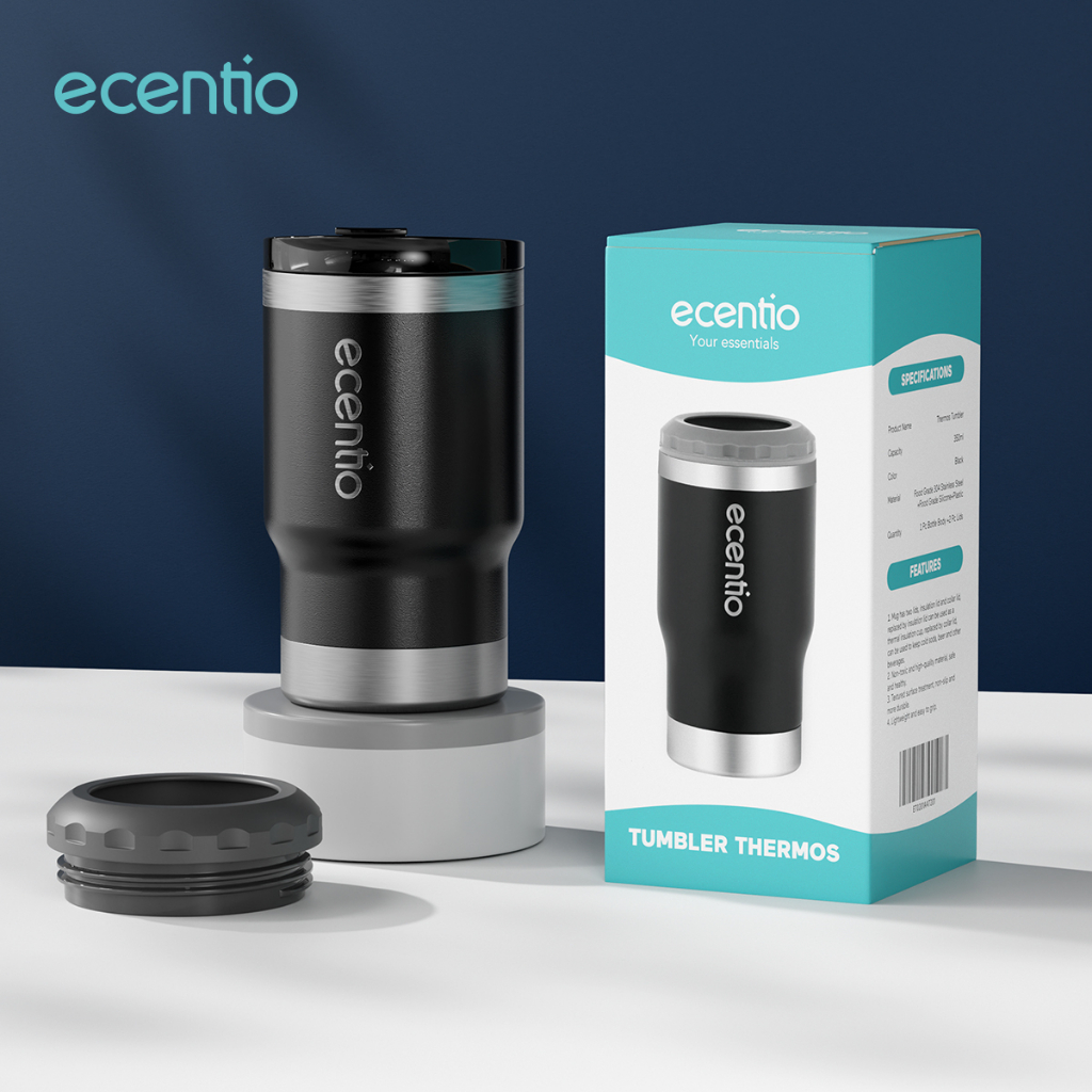 ecentio Tumbler jumbo mug 350ml/Termos Cup Mug Gelas Thermos Tumbler Jumbo Hot &amp; Cold Water Stainless Steel / Thermos Mobil / Thermos Travel