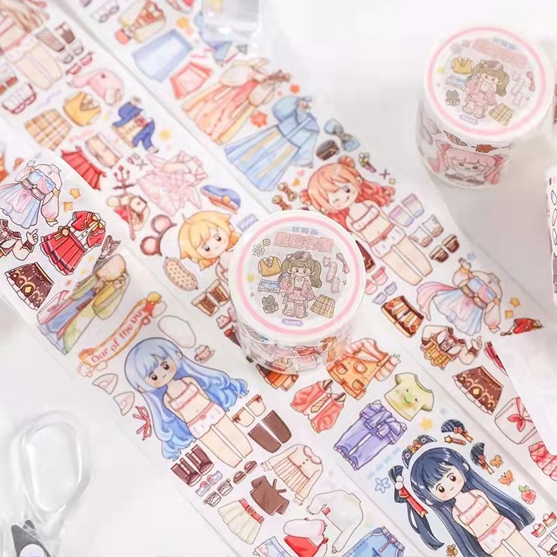 

stroberi lunak 5m/roll sticker Karakter gadis permainan kartun lucu berdandan handstand kolase bahan dekorasi DIY cincin Panjang