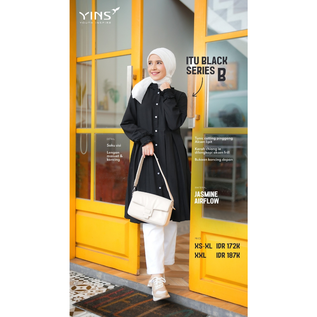 Inspire ITU BLACK SERIES Tunik Hitam Bahan Jasmine Airflow Dengan Varian Model Kekinian Muslim OOTD
