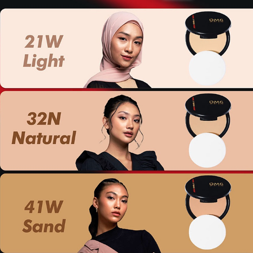 ❣️Rakkistore99❣️ OMG Oh My Glam Coverlast Two Way Cake 12 g - Bedak Padat Kontrol Minyak Hingga 8 Jam