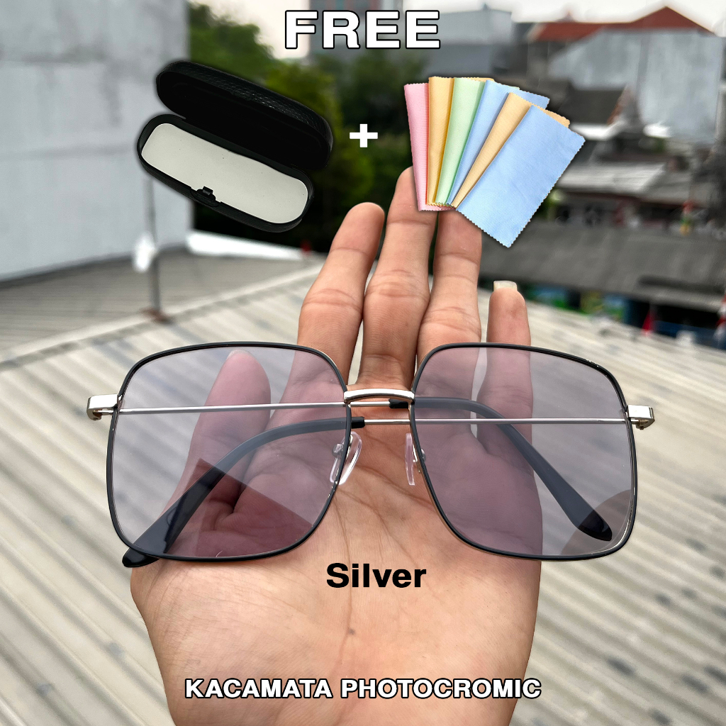 PROMO - Kacamata Photocromic Korea / Kacamata Anti Radiasi 2 In 1 Photochromic Pria Wanita PA7 ( FREE BOX + LAP )