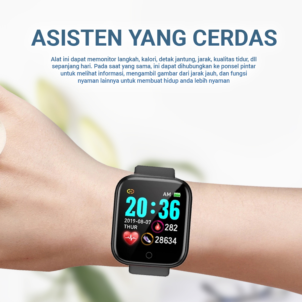 Halluna Smartwatch Wanita Y68S Mini Ukuran Kecil Bluetooth Support Android IOS