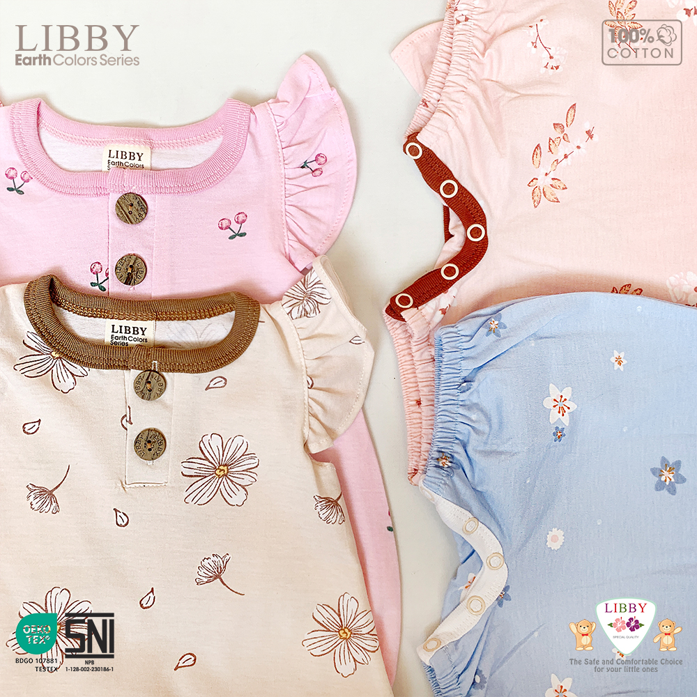 Libby Ivy Romper Ruffle 0-2 Tahun Puffy Jumper Cotton Earth Color Series Jumper Bayi Anak Perempuan V2 V3 CBKS