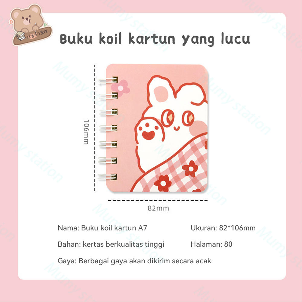 Notebook Mini Ring 60Lembar/Buku Catatan A7 Buku Tulis Ring