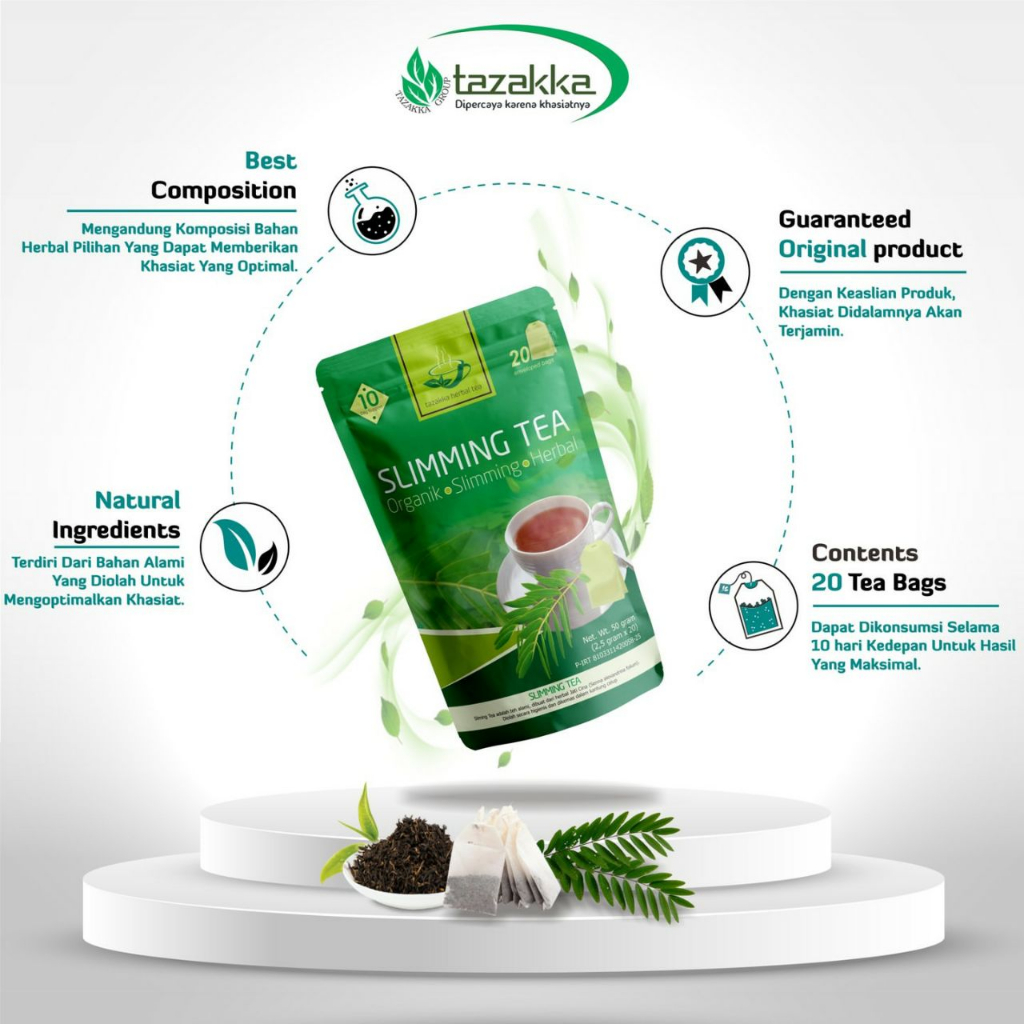 Slimming Tea Teh Diet Pelangsing Herbal Organik Tazakka Isi 20 Kantung