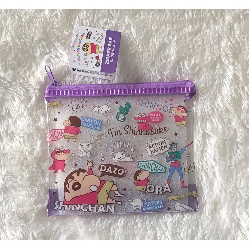 

RK zipper pouch crayon shinchan serbaguna size 14x12cm original japan
