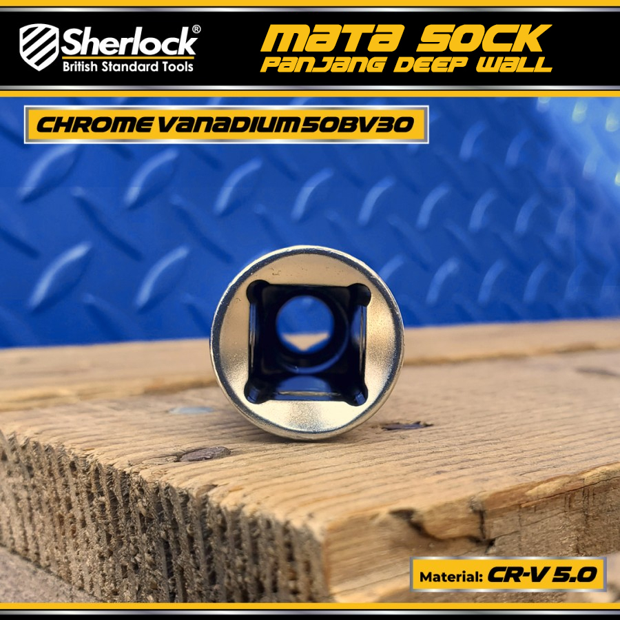 Kunci Shock 10-24 mm Sherlock Mata Sok Panjang 1/2&quot; Drive 6 PT/ Deep Wall Socket