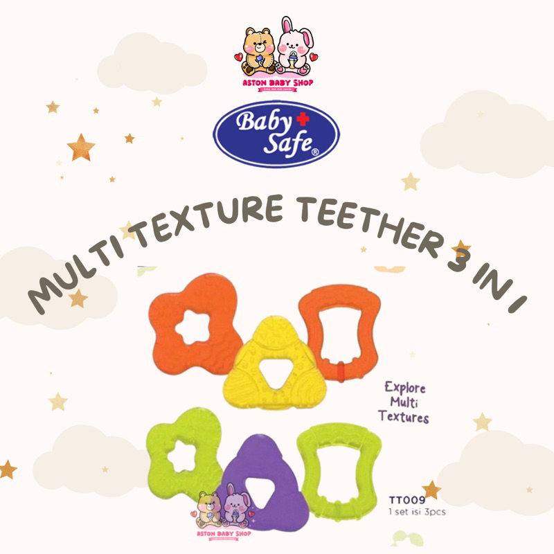 Baby Safe Multi Texture Teether 3 pcs set Teether gigitan bayi