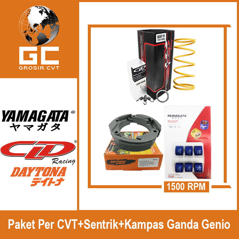 Paket Per CVT + Sentrik + Roller Kampas Ganda Honda Genio Beat Deluxe Scoopy New Vario Spacy 110 DAYTONA CLD YAMAGATA 1000/1500 RPM