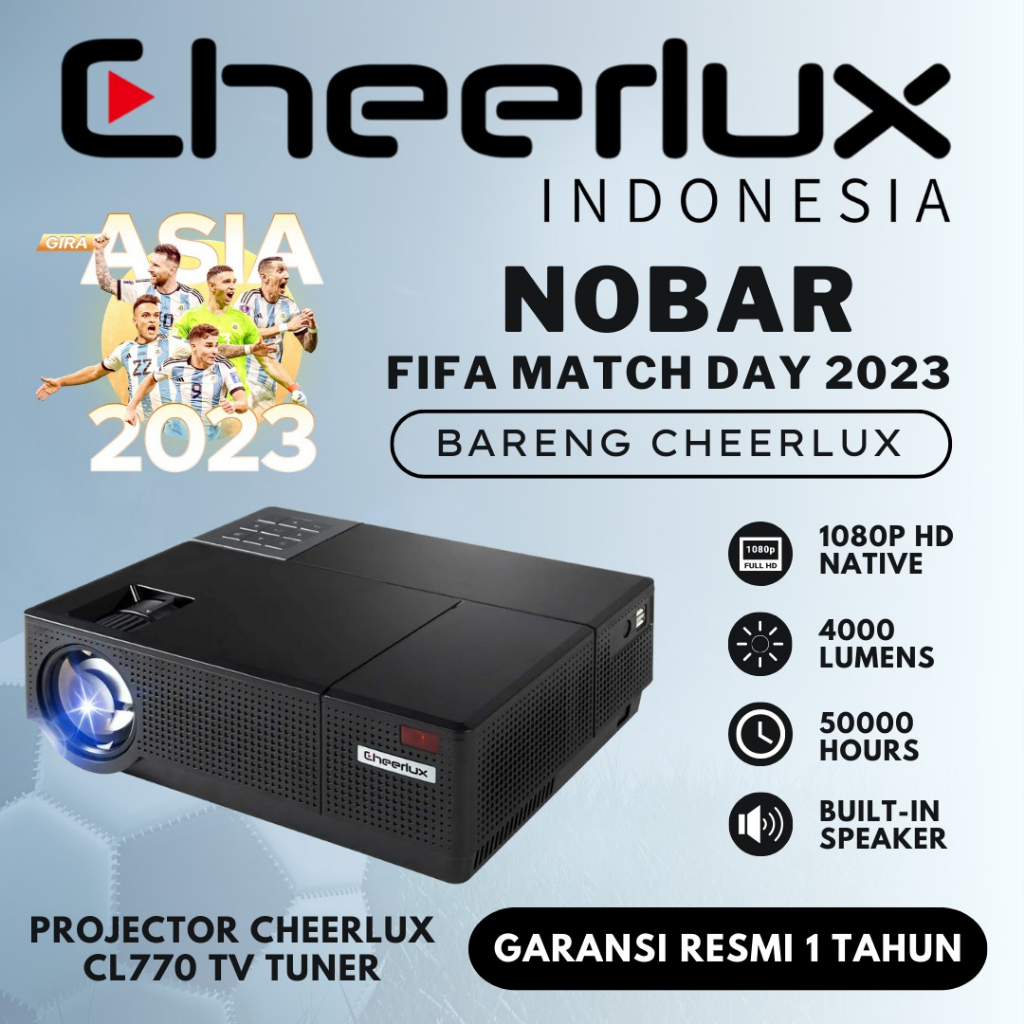 CHEERLUX INDONESIA | PROYEKTOR PRESENTASI CL770 WIFI 4000 LUMENS TANPA TV TUNER 1080P FULL HD