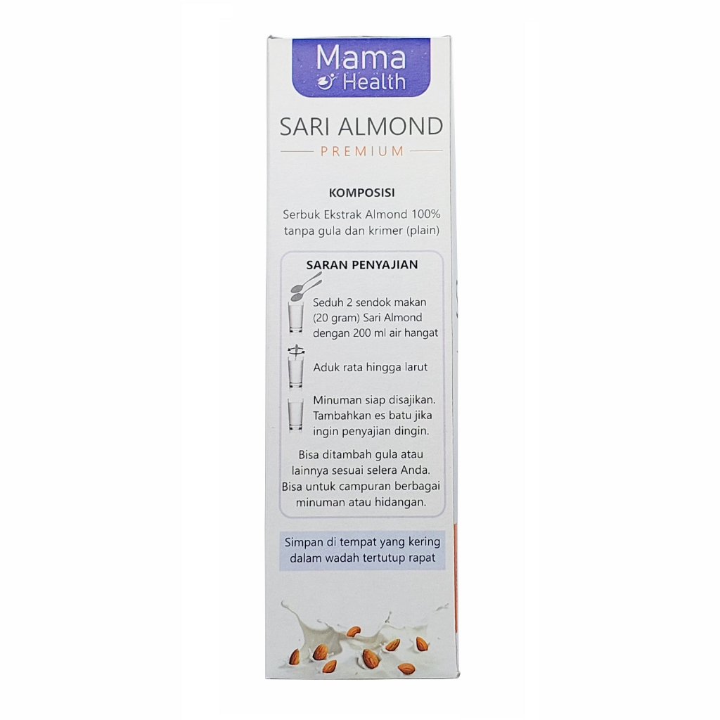 Mama Health Sari Almond Premium Unsweetened Whole Almondmilk Susu Bebas Gula Krimer Diary Free