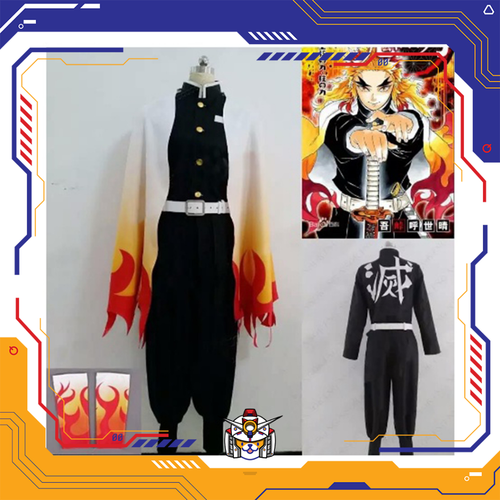 COSTUME COSPLAY KYOJURO RENGOKU KIMETSU NO YAIBA HAORI YUKATA KIMONO