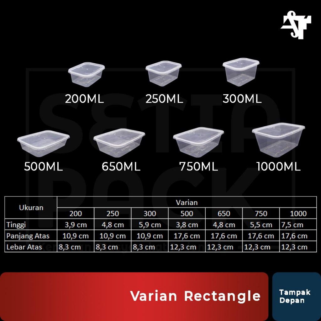 Thinwall Kotak 200 250 300 500 650 750 1000ml Tempat Penyimpanan Makanan Per Pack isi 25pcs