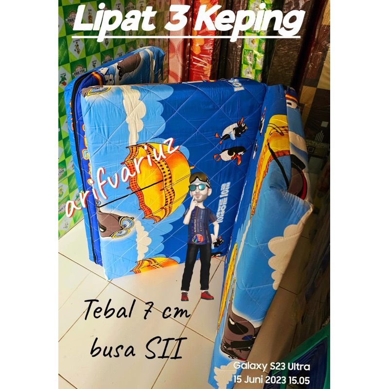( instan kurir ) KASUR BUSA LIPAT 3 TIPIS 7CM SARUNG QUILTING Single 1 Badan 90 x 180