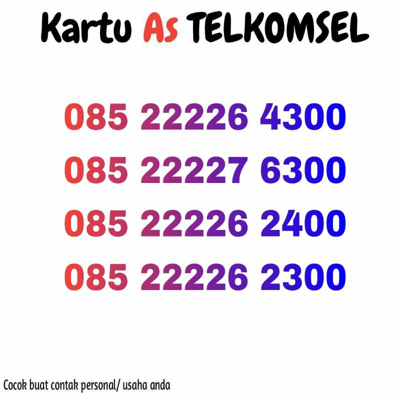 kartu As telkomsel 4G LTE 222222 murah rapi mudah di hafal