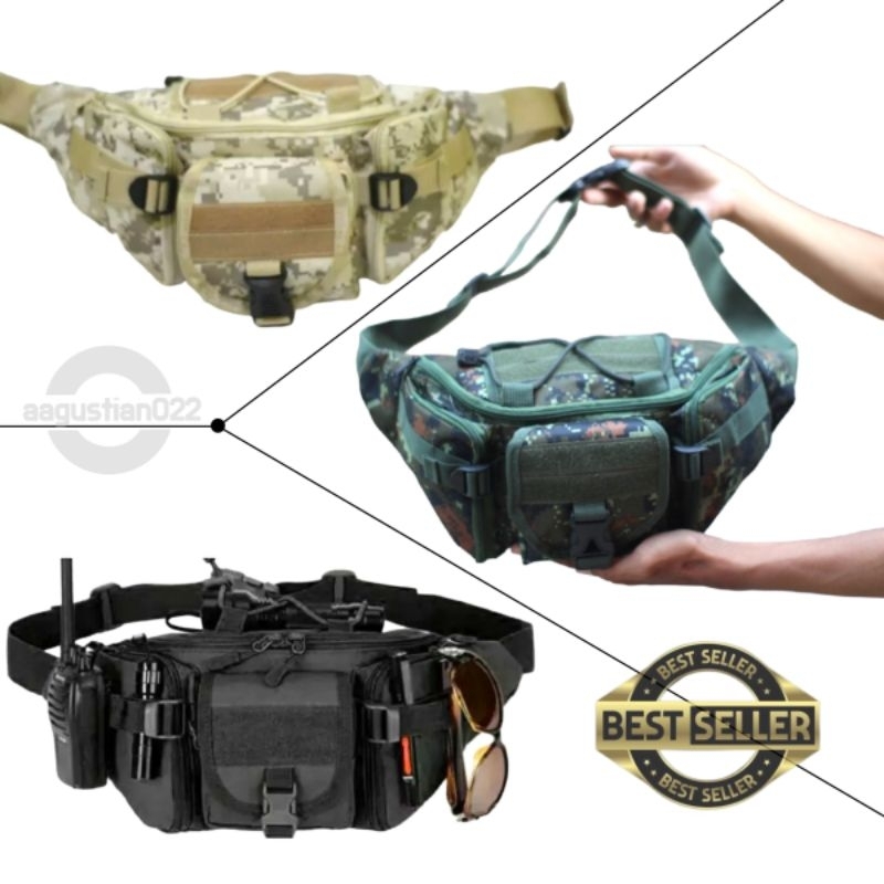 Waitsbag Loreng TNI - Tas Pinggang Pria Motif Terbaru - Tas Pinggang Murah Berkualitas.