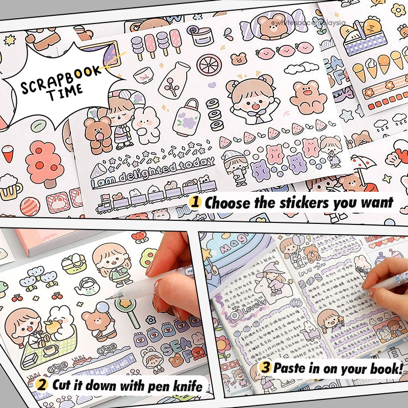 【COD】50 Lembar / Set Stiker Motif Kartun Lucu Untuk Dekorasi Buku Catatan kertas lucu stiker hiasan buku / Diary DIY