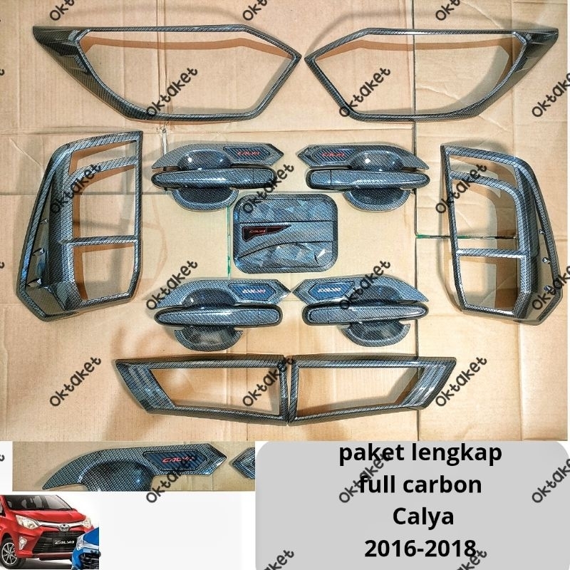 paket lengkap Calya Sigra 2016 2017 2018 Full Carbon garnish depan belakang outer handle tank cover