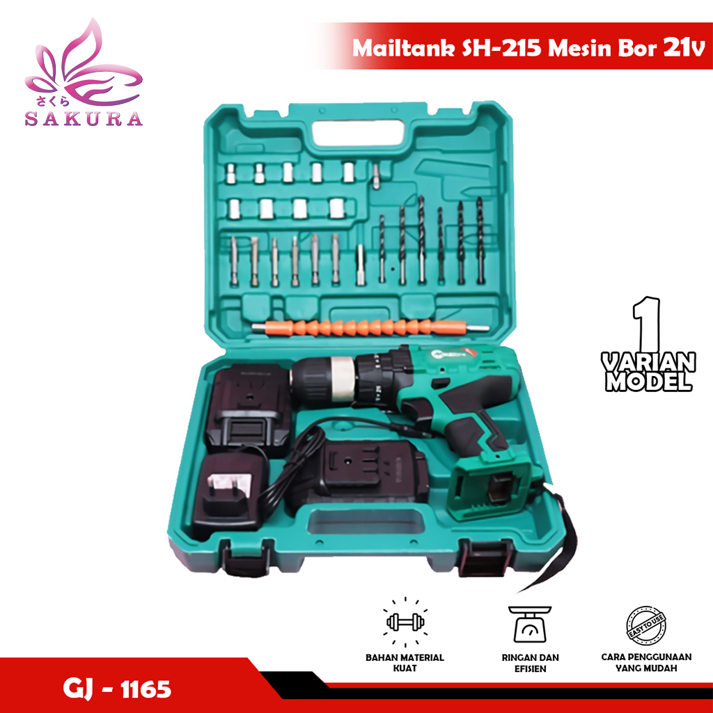 Mailtank Mesin Bor 21V Baterai Pengeboran Dan Mata Obeng Angin / SH-215  Cordless Drill Bor   - SOSOYO