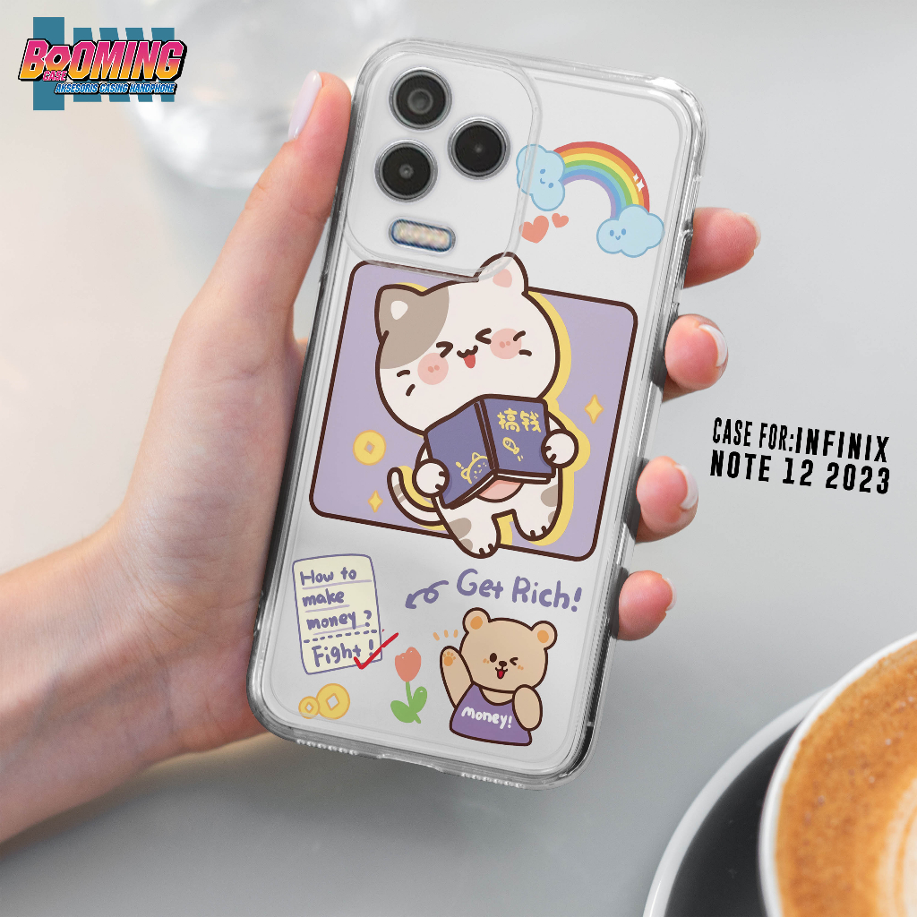 Case Infinix Note 12 2023 Casing Infinix Note 12 2023 Motif [CAT CUTE] Booming Case Softcase Premium - Case Hp - Casing Hp - Case bening - Clear case Handphone Cover