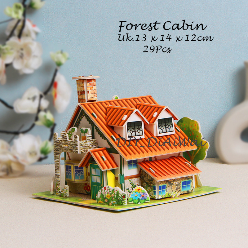 Puzzle 3D DIY bahan foam &amp; paper FOREST CABIN mainan puzzle edukasi anak (kado,pajangan,dekorasi)