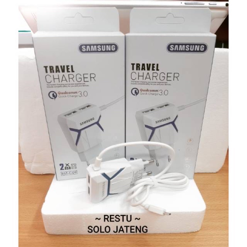 PROMO Charger Brand LED 2usb BST-C09 best quality terbaik Plus kabel micro. by sultan