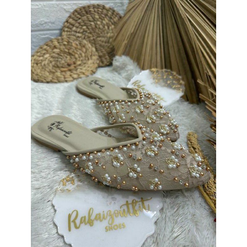 Flatshoes Wedding cantik marisa Cream mix gold