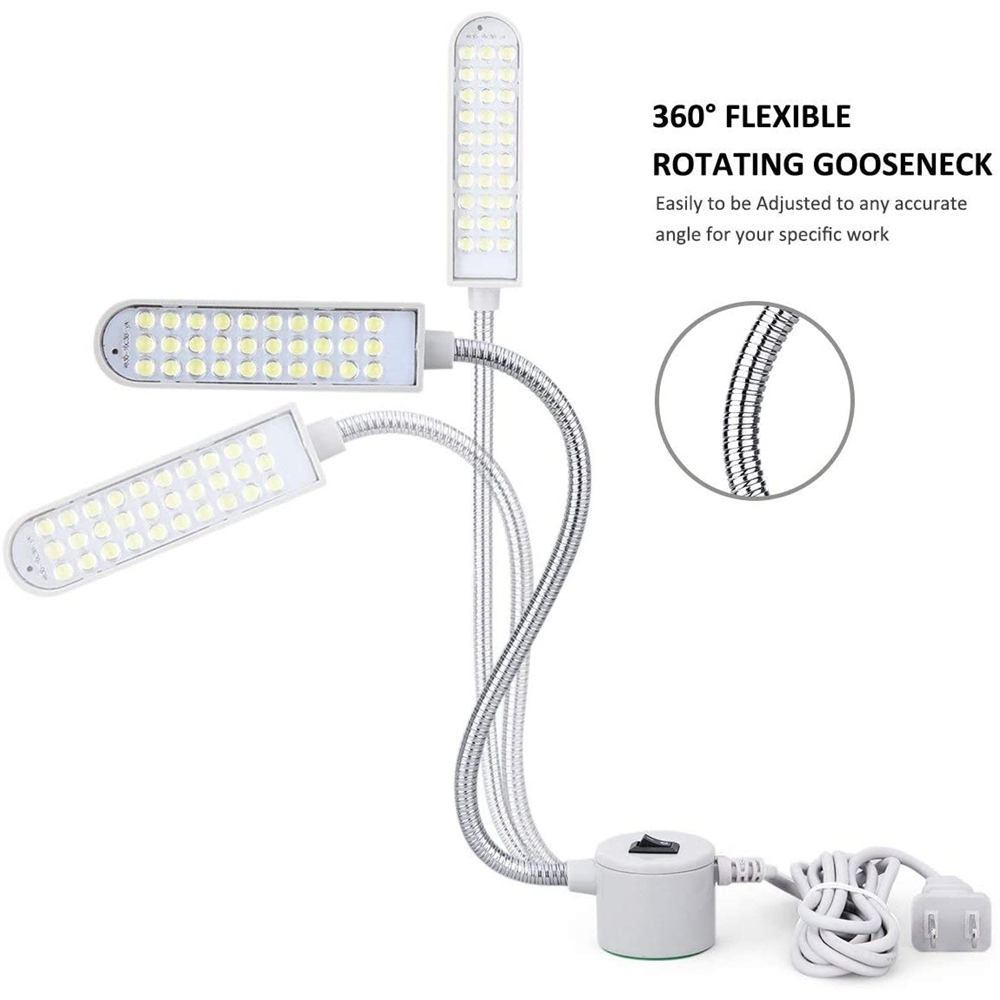 ( COD ) Lampu Mesin Jahit RL - MJ01 ROLINSON LED 30 Titik Magnet flexible 360 derajat 1,3meter 110-250 V cahaya PUTIH dengan tombol on off(PAKAI COLOKAN)