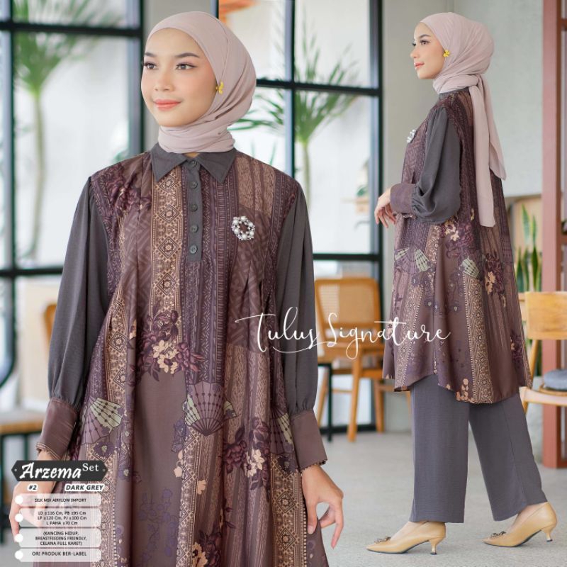 ARZEMA SET #2 BY TULUS SIGNATURE / ONESET SILK PREMIUM MUSLIMAH / Setelan celana wanita LD116