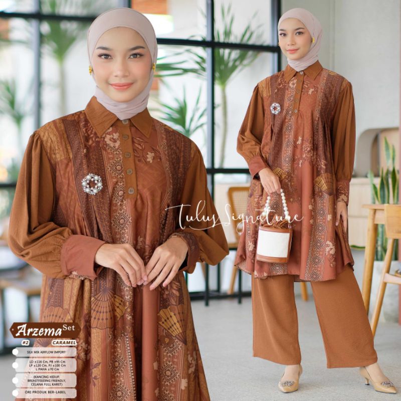 ARZEMA SET #2 BY TULUS SIGNATURE / ONESET SILK PREMIUM MUSLIMAH / Setelan celana wanita LD116