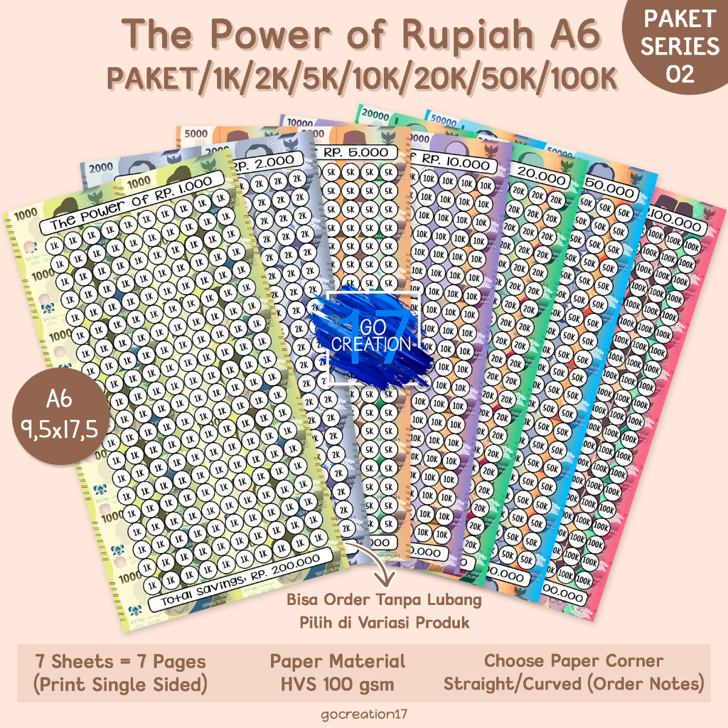 

Buku Planner Kertas Binder Nabung The Power Of Rupiah Baru Emisi 2022 Saving Challenge 6 ring A6