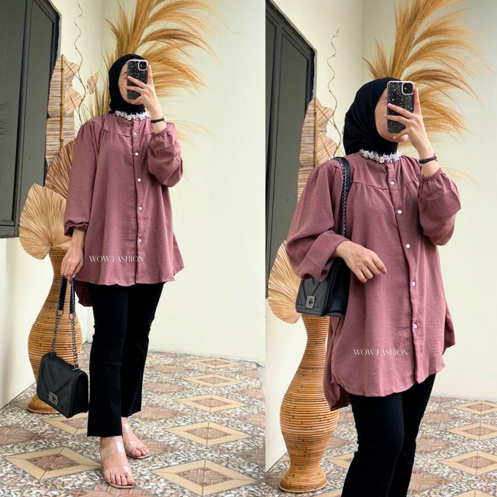 DELOVA BLOUSE LINEN CRINKLE TERBARU