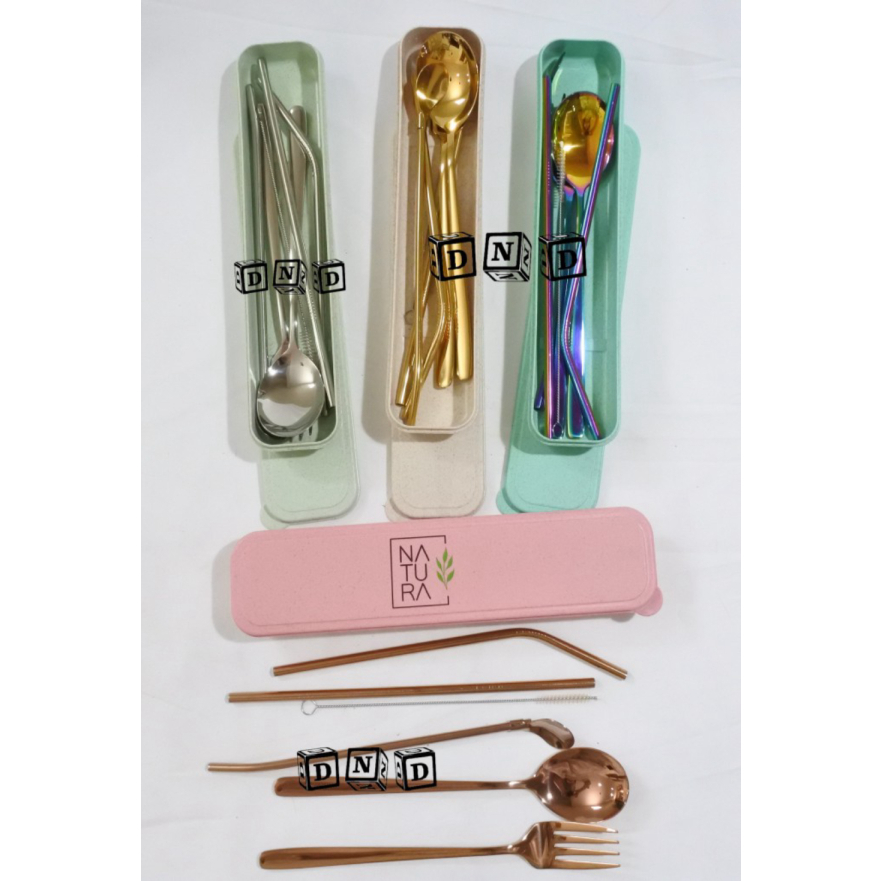 

Jual Peralatan Makan Minum Sendok Garpu Straw Sedotan Set Stainless Warna Murah