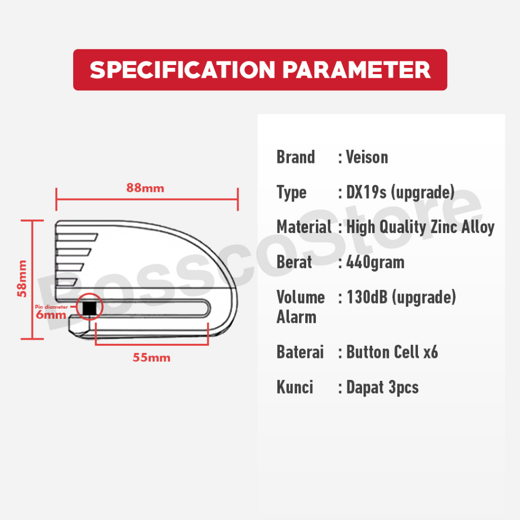 VEISON DX19 Gembok Cakram Alarm Original Kunci Rem Sepeda Motor Discbrake Lock gembok cakram dengan alarm gembok motor anti maling premium gembok motor alarm anti maling terbagus gembok motor gembok stang motor bergaransi berkualitas