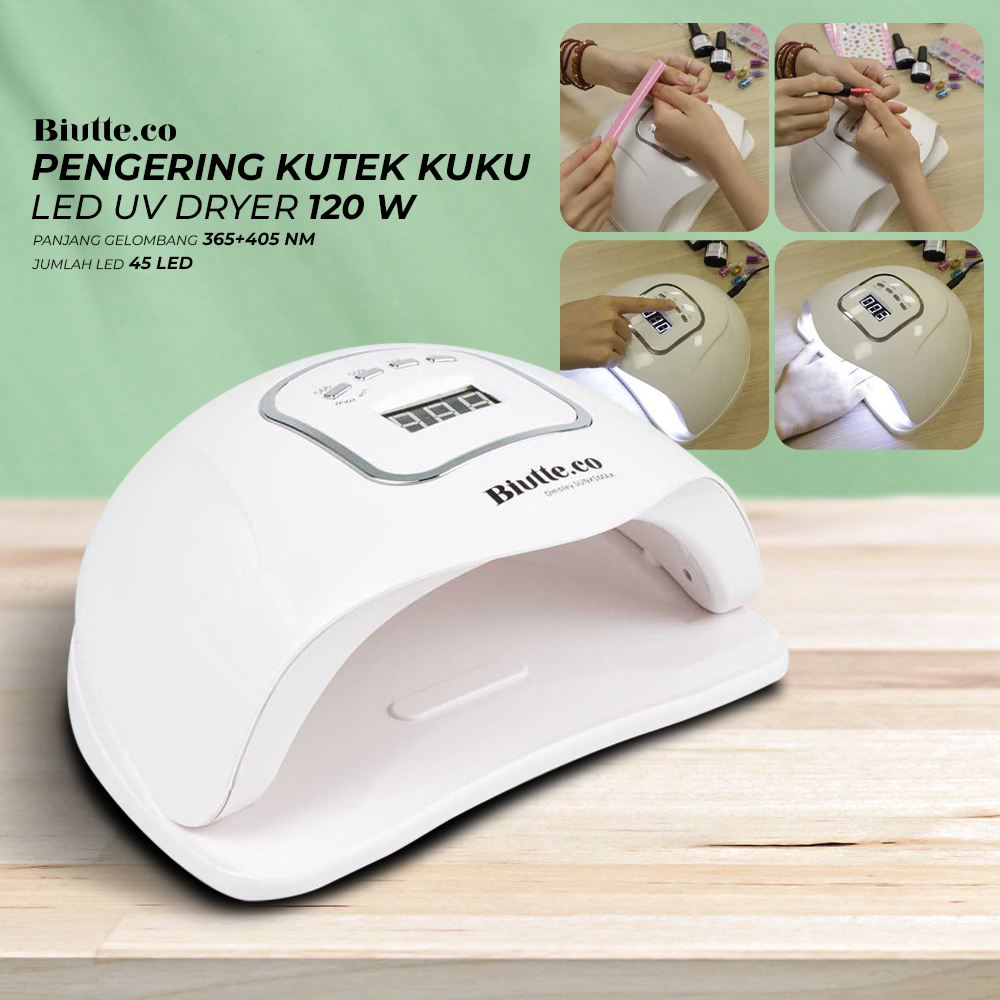 Biutte.co Pengering Kutek Kuku UV LED Nail Dryer 42 LED 120 W - S9 - White + Adaptor