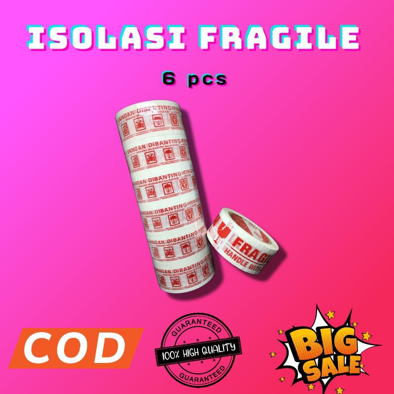 

Isolasi Fragile 100 Yard / Lakban Fragile Jangan Dibanting Merah Putih