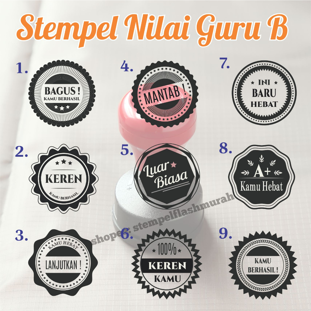 

stempel nilai penilaian guru B 35mm ujian PR ulangan sekolah TK SD SMP flash warna stamp murah otomatis