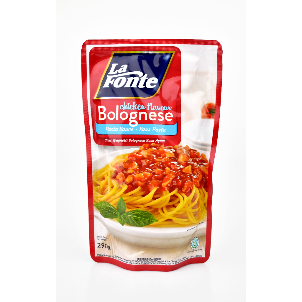 

SAUS SPAGHETTI LA FONTE AYAM 290 GR BOLOGNESE PASTA SAUCE INSTAN RASA AYAM