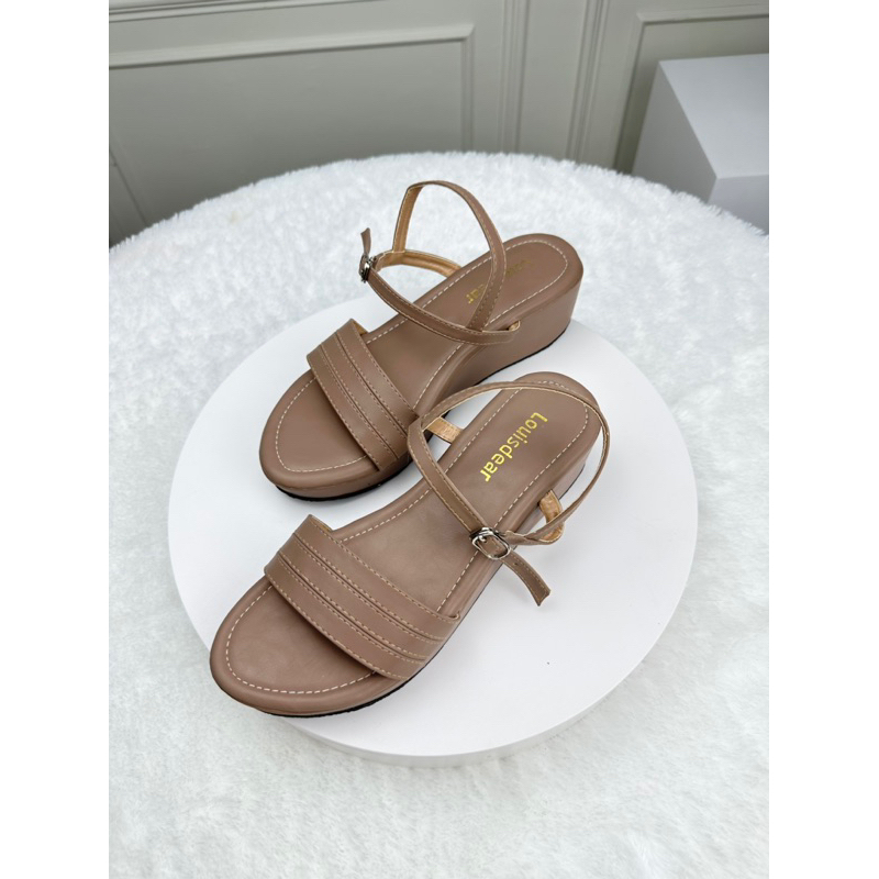 sendal fuji wedges wanita terbaru kekinian bahan dove 5 cm LOUISDEAR W18