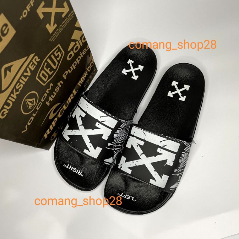 sandal sendal slop selop pria Off White Grafiti terbaru model kekinian nyaman di pakai