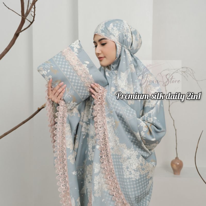 Mukena Dewasa Premium Maxmara silk motif Daily 2in1 Renda Set Tas Mewah