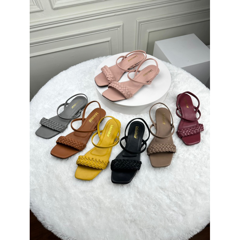 sendal flat shoes wanita terbaru kekinian pesta LOUISDEAR sendal tali belakang kelabang  bahan dove S7